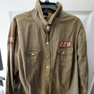 Torrid Army Navy Patchwork Heavy Button Down Size 2 XXL